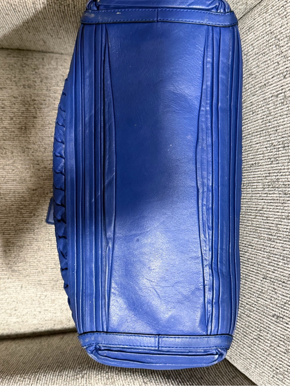 Coach Blue Leather Pleated & Braided Satchel - Picture 6 of 9